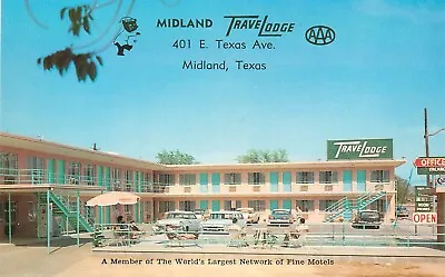 Postcard Texas Midland Travelodge Swimming Pol Automobiles 1960s 23-6529 • $9.74
