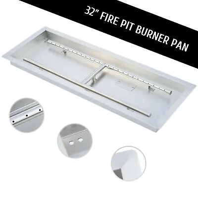 Fire Pit Propane Drop-In Pan W/ Burner Natural Gas Fireplace Insert 3 Sizes • $39.99