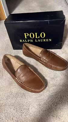 Polo Ralph Lauren Slip-On Leather Shoes Men Size 11D Saddle Tan • $50