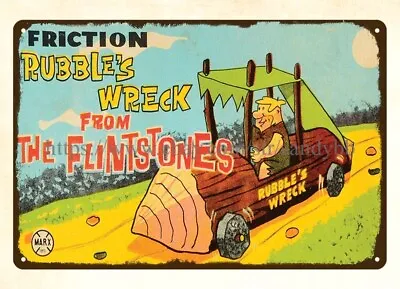 Luxury Garage Designs MARX FRICTION FLINTSTONES RUBBLE'S WRECK TOY Tin Sign • $18.89