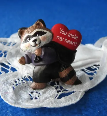 Hallmark Merry Miniature Valentine's 1991 Raccoon Thief  You Stole My Heart  • $5.95