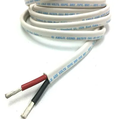 $22.95 • Buy 10/2 AWG Gauge Marine Grade Wire Boat Cable Tinned Copper, Flat Black/Red