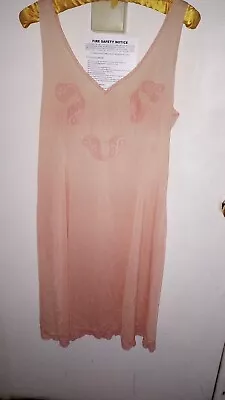 VINTAGE ITALIAN Peach Pink NIGHTGOWN SLIP DRESS M/L • $34.99