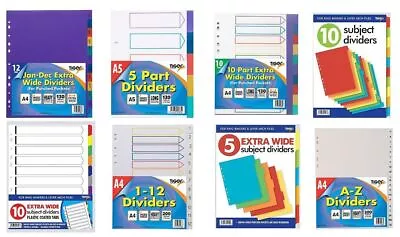 £3.49 • Buy A4 File Dividers Index Tabbed Subject Colours Multi Punched Ring Binder