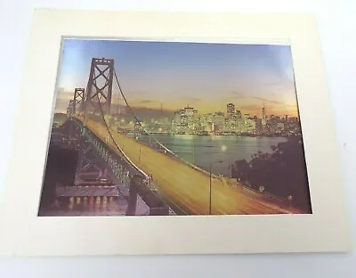 Vintage Kafka Foil Print Bridge And Nighttime City Scape 8 1/4  X 6 1/4  • $12