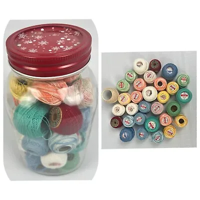 Vintage 30 Crochet Tatting Cotton Thread Lot Coats & Clark Star Multicolor Mixed • $29.98