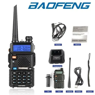 £36 • Buy UK Baofeng UV-5R Walkie Talkie Dual Band UHF VHF Ham FM Two Way Radio Black