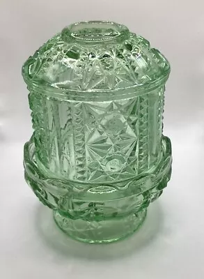 Vintage Indiana Glass Stars And Bars Green Fairy Lamp Light *Read Description • $52.99