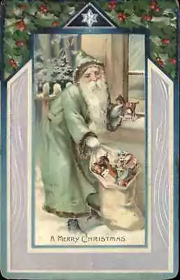 Christmas Green Suit Santa Claus C1910 Vintage Postcard • $12.69