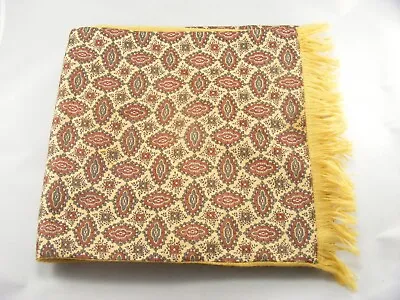 Vintage Cream Paisley Pattern Wool Blend Fringed Scarf 48” X 11” 1960 Mod Sammy? • £18