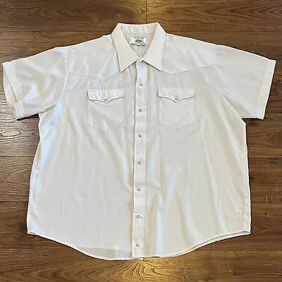 Vintage Mesquite Western Pearl Snap Short Sleeve Shirt White Men's XXL 18.5 • $17.99
