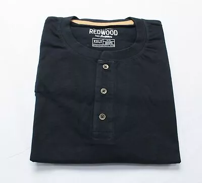 Redwood Tall Outfitters Mens Tall Long Sleeve Henley T-Shirt EG7 Black Size 2XLT • $14.99