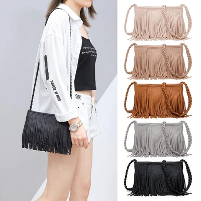 £14.18 • Buy Hippie Shoulder Bag Sling Bag Fringe Crossbody Bag Tassel Leather Purse