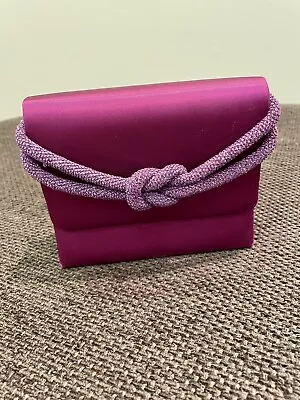 NWT Small Raspberry Valerie Stevens Beaded Evening Bag Mirror & Shoulder Strap • £14.46