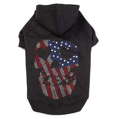 Zack & Zoey America's Pup Skull Hoodies For Dogs Dog Hoodie Sweatshirt Black • $27.99