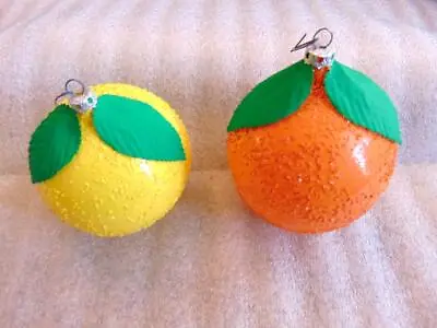Vintage Christmas Tree Glass Ornaments Lot 1 Orange 1 Lemon Fruit 3.5  • $16.99