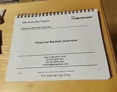 Merrill Lynch 2002 Associates Program Financial Markets Overview  • $37.49