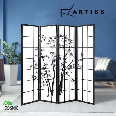 Artiss 4 Panel Room Divider Screen Privacy Dividers Pine Wood Stand Black White • $111.60