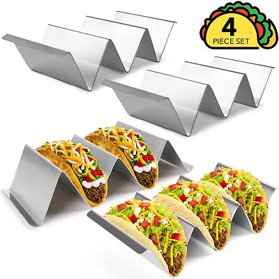 4pcs Food Grade Stainless Steel Taco Holder Stand Taco Rack Tray For Oven Safe • $15.99