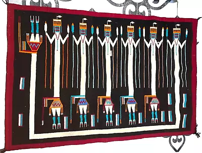 Vintage Large NAVAJO YEI PICTORIAL RUG 78  X 49  (6.5ft X 4.1ft) • $260