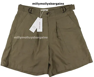 M&S Womens Marks And Spencer Green Linen Shorts Size 18 16 12 • £13.99