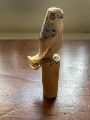 £1.26 • Buy Japanese Shaved Wood Figure Of A Hawk On A Post