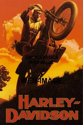 1924 Motorcycle Hill Climb Racing Silhouette Art 12x18 Poster Harley Davidson • $16.96