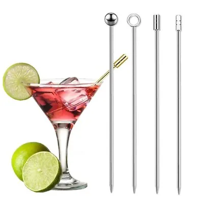 8 Pcs Stainless Steel Cocktail Pick - Premium Martini Olive Toothpicks For Drink • $7.99