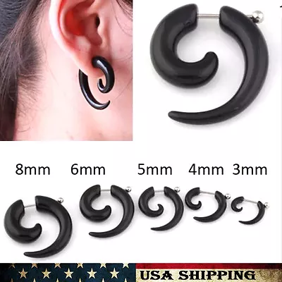 2pcs Punk Mens Women Stainless Steel Hoop Huggie Ear Stud Earrings Gothic • $6.99