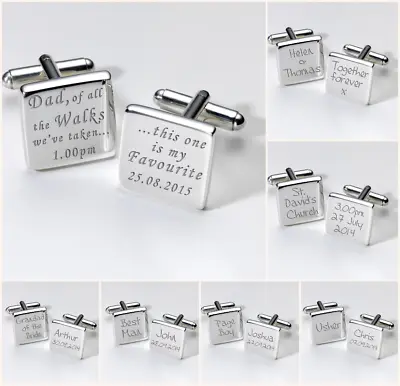 Personalised WEDDING CUFFLINKS Dad Father Best Man Usher Groom • £17.99