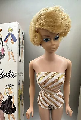 Vintage Barbie “European Side Part” Ash Blonde Bubble Cut W/ Box 1964 Rare HTF • $475