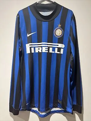 Inter Milan 2011/12 Home Football Shirt Long Sleeve Mock Neck Nike Mens Medium • £85