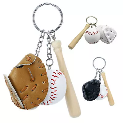 Mini Baseball Bat Keychain Three-Piece Baseball Themed Key Chain Sports Style • $9.27