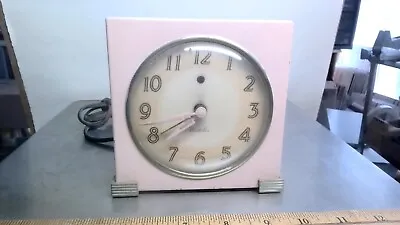 Westclox Pink Art Deco Alarm Clock Antique Vintage Old Steel Case Glass Front • $12