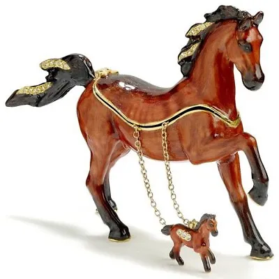 Kubla Crafts Jeweled Trinket Box - HORSE With NECKLACE - KUB-4186HN • $46.95