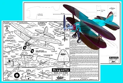 Model Airplane Plans (FF-UC): Jetco DRAGONFLY 19½  For .010-.065 Engines • $17.09