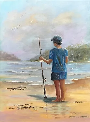 'A GOOD DAY FOR FISHING' An Original Oil Painting On Canvas 30cm X 40cm Unframed • $65