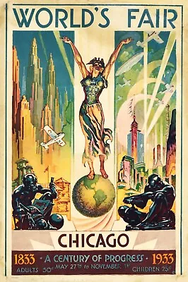 1933 Chicago World's Fair Vintage Style Travel Poster - 11x17 Century Of Progres • $14.99