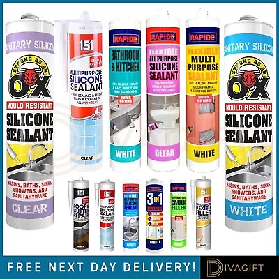 £5.95 • Buy Waterproof Silicone Sealants All Purpose Filler Kitchen Bathroom Antimould Caulk