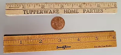 2- Vintage 6  Wooden Rulers - Tupperware Home Parties-Seneca Rulers W/metal Edge • $14.99