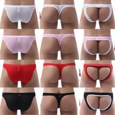 £3.59 • Buy Mens Thong Briefs Jockstrap T-back Sexy Underwear Breathable See-through Shorts