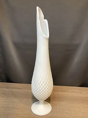 Kanawha White Hobnail 16” Glass Swung Vintage Vase • $75