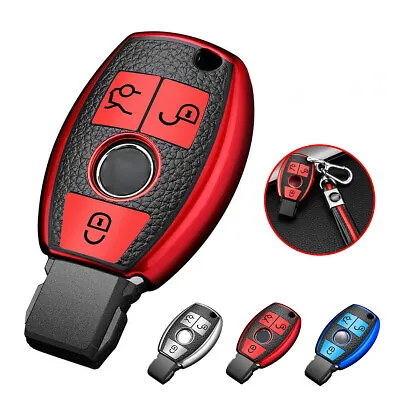 TPU Leather Remote Car Key Fob Case Cover Keychain For Benz W203 W204 W210 W211 • $10.99