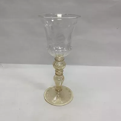 Vintage Venetian Etched Crystal Stemware Wine Glass Clear & White Wine Stem/base • $75