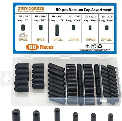 $10.89 • Buy BUSY-CORNER 80 Pieces Vacuum Cap Assortment Rubber Dropper ID From 5/32  To 3/8