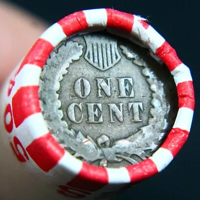 Indian Head Penny Reverse Showing On End Of 50 Coin Wheat Cent Shotgun Roll • $11.50