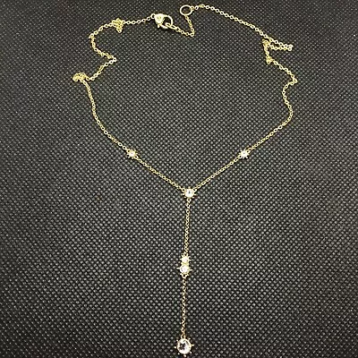 Judith Ripka 0.86ctw White Topaz 14k Gold Clad Station Y Drop Necklace • $119.99