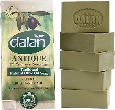 5 X 180g Bar Natural 100% Pure Olive Oil Soap Dalan Turkish Bath Handmade Turkey • £8.65