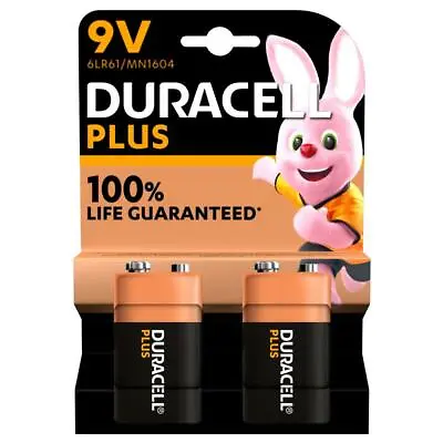 Duracell 9V Battery Plus Power PP3 LR22 MN1604 6LR61 Batteries Smoke Alarms • £7.99