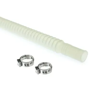 QFS 10mm/10mm/160mm Corrugated PTFE Flexible Fuel Pump Hose Line E85/Gas +Clamps • $9.98